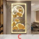 Led Light  Decorate living room dining room  orridor Bedroom staircase Simple Modern Hanging Painting Mural Ginkgo Mural Lamp - Image 9