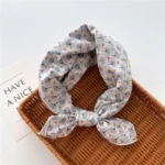 Floral Polka Dot Square Scarf Cotton Scarves Headband Headscarf Decoration Women Flower Kerchief Neckerchief Head Wrap Bandanas - Image 55