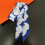 Fashion Women Hair Scarf 2024 New Brand Design Luxury Silk Scarf Fashion Print Headband Skinny Bag Scarves Neckerchief - Image 14