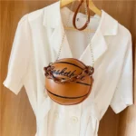 2025 Crossbody Bag New Network Red Personality Fun Pink Ins Versatile Chain Football Basketball Shoulder Bag Small Round Bag - Image 13