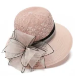 European & American Elegant Knitted Hats Solid Color Big Brim Sun Hat Women Outdoor UV Protection Bucket Hats for Mom