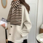 High Quality Thickened Winter Scarves Striped Warm Knitted Scarves Windproof Neck Warmer - Image 14