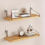 Wooden Material Wall Shelf Wall Mounted Hanging Organizers Storage Shelf No-Punch Design Bookshelf Living Room - Image 20