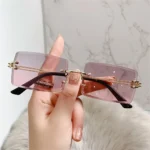 Retro Eyewear UV400 Rectangle Sunglasses Sunglasses for Women Vintage Sunglasses Frameless Sunglasses - Image 23