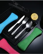 Portable Dinnerware Set - Ultra-Portable, Vibrant Printed, Stainless Steel Cutlery Set with Knifes, Fork, Spoon Carrying Bag - Image 20