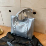 Simple Large Capacity Tote Bags for Women Retro Pu Leather Ladies Shoulder Bag Commuter Portable Girls Student Underarm Handbag - Image 7