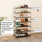 7-Story Metal Shoe Rack, Stainless Steel Frame Shoe Rack, Space Saving, Suitable For Entrance Cabinets, Bedrooms, Dormitories - Image 4