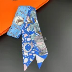Fashion Women Hair Scarf 2024 New Brand Design Luxury Silk Scarf Fashion Print Headband Skinny Bag Scarves Neckerchief - Image 32