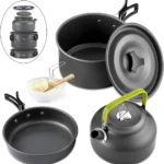 Outdoor camping cookware set aluminum non stick pot portable outdoor tableware cookware cooking pot bowl hiking BBQ picnic