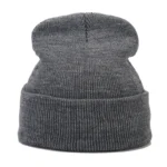 Knitted hats for men and women in autumn and winter, pure color, simple and versatile. Knitted hats with pullovers and cold hats - Image 14