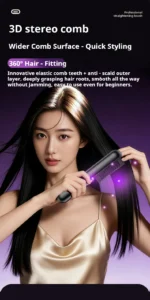 3-in-1 Hair Straightener Brush, Compact & Portable for Home and Travel, 4-Speed Fast Heating Styling Helper - Image 14