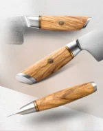 XINZUO 1-8pcs Kitchen Knife Set 73 Layers Custom Damascus Steel 15°±1 Per Side Steel Blade with Olive Wood Handle - Image 27