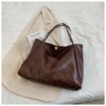 Tote Women's Bag Korean Style Large Capacity Soft Leather Shoulder Bag Retro Casual Hand-held Bucket Bag 2025 Одноплечевая сумка - Image 9