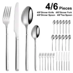 4/6/16/24 Pieces Cutlery Set Stainless Steel Thin Tableware Mirror Elegant Knife Fork Spoon Western Dinner Set Sliverware