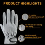 Work Gloves Cowhide Leather Welding Gloves Heat Resistant Security Protection Safety Work Gloves for Welder - Image 3