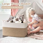 Laundry Basket, Woven Storage Baskets for Organizing, Cube Cotton Rope Baskets for Shelves, Magazine & Newspaper Baskets - Image 4