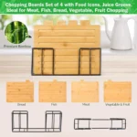Cutting Boards with Holder Sets for Kitchen Wood Chopping Block for Meat Fish Vegetables Food Chopping Wood Boards Set - Image 7