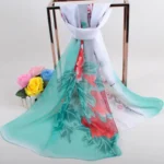New Peony Flower Women's Printed Chiffon Long Scarves Wholesale Yiwu Autumn and Winter Scarves Small Scarves - Image 4