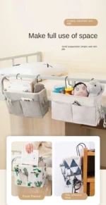 Portable  Hanging Organizers Baby Care Essentials Crib Storage Cradle Baby Crib Organizer Diaper Bag Linen Baby Bed Accessories - Image 20