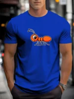 T Shirts For Men Ant 100% Cotton Graphic Printing Summer Round Neck T-Shirt Casual Breathable Street Style Daily Top - Image 4