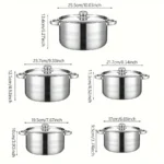 5pcs cookware set   of stainless steel pots,,  stainless steel cooking pot,  suitable for induction cookers and gas stoves， - Image 6