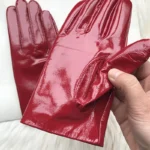 Women's Patent Leather Gloves Men's Leather Gloves Shiny Black Party Evening Short Gloves - Image 20