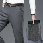 Men's autumn/winter fashionable business casual pants, elastic slim fit warm and plush suit pants, work clothes - Image 3