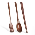 Wooden Travel Utensil Set Spoon Fork Chopsticks Portable Dinnerware for Office Picnic Camping Kitchen Dining Eco Tableware - Image 15