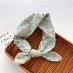 Floral Polka Dot Square Scarf Cotton Scarves Headband Headscarf Decoration Women Flower Kerchief Neckerchief Head Wrap Bandanas - Image 26