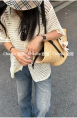 Straw Woven Handbags For Women Handmade Travel Seaside Beach Bag Summer New Handle Bucket Bag Shopping Tote Bag Basket Bolsa - Image 4