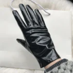 Women's Patent Leather Gloves Men's Leather Gloves Shiny Black Party Evening Short Gloves - Image 14