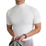 Men T-shirts Summer Fitness Short Sleeve Tees High Collar Basic T-shirt Base T Shirt for Men's Tops camisa masculina 짝퉁명품 남성의류 - Image 8
