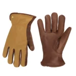 Brown Leather Work Gloves for Cutting/Motorcycle/Farm,Cowhide Work Gloves with faded effect for men - Image 9