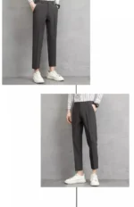 Men's Beige Slim-Fit Cropped Pants Pleated Detail Formal Casual Trousers - Image 18
