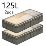 2-Pack Under-Bed Storage Bins, Large Capacity, Dustproof & Moistureproof with Clear Window Lid, Space-Saving Organizer - Image 3