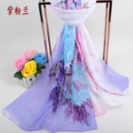 New Peony Flower Women's Printed Chiffon Long Scarves Wholesale Yiwu Autumn and Winter Scarves Small Scarves - Image 7