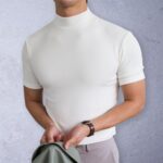 Men T-shirts Summer Fitness Short Sleeve Tees High Collar Basic T-shirt Base T Shirt for Men's Tops camisa masculina 짝퉁명품 남성의류 - Image 14