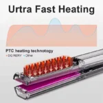 2 in 1 Hair Straightener Multifunctional Curling & Straightening Brush Ceramic Hot Comb Generator Helps Reduce Frizz Salon Tools - Image 10