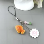 Fashion Food Mobile Phone Straps Charm Women Cute Bead Keychain Lanyard For iPhone Case Camera Bags Decoration Pendant