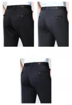 High-stretch fabric men's business trousers suitable for all seasons, featuring an elastic waistband and classic office/work for - Image 12