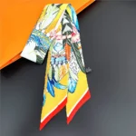 Fashion Women Hair Scarf 2024 New Brand Design Luxury Silk Scarf Fashion Print Headband Skinny Bag Scarves Neckerchief - Image 51