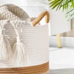 Large Blanket Basket,Woven Baskets for storage Baby Laundry Hamper, Cotton Rope Blanket Basket for Living Room, Laundry - Image 4