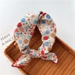 Floral Polka Dot Square Scarf Cotton Scarves Headband Headscarf Decoration Women Flower Kerchief Neckerchief Head Wrap Bandanas - Image 31