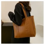 Simple Large Capacity Tote Bags for Women Retro Pu Leather Ladies Shoulder Bag Commuter Portable Girls Student Underarm Handbag - Image 24