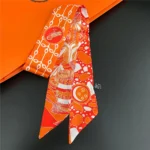 Fashion Women Hair Scarf 2024 New Brand Design Luxury Silk Scarf Fashion Print Headband Skinny Bag Scarves Neckerchief - Image 25