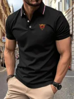 Polo Shirt Man RIDE ON! Graphic Print Summer Casual Breathable Striped Collar High Quality Men's Short Sleeve T-Shirt - Image 5
