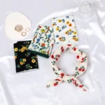 Floral Polka Dot Square Scarf Cotton Scarves Headband Headscarf Decoration Women Flower Kerchief Neckerchief Head Wrap Bandanas - Image 2