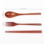 Wooden Travel Utensil Set Spoon Fork Chopsticks Portable Dinnerware for Office Picnic Camping Kitchen Dining Eco Tableware - Image 6