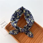 Floral Polka Dot Square Scarf Cotton Scarves Headband Headscarf Decoration Women Flower Kerchief Neckerchief Head Wrap Bandanas - Image 14