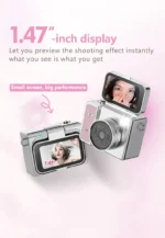 2.4K Digital Camera for Photography and Video,  Vlogging Camera with 180° Flip Screen, Retro Portable Selfie Camera, Compact
